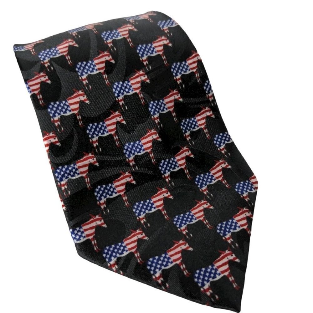 Steven Harris Democrat Donkey American Flag Novelty Necktie